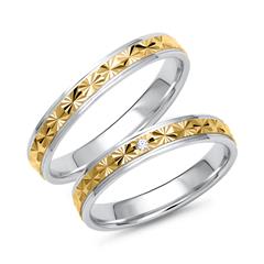 Trauringe aus Weiß- und Gelbgold mit Brillant