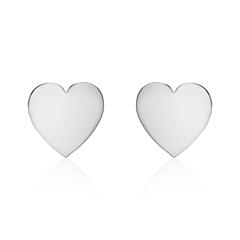Gravur Ohrstecker Herzen für Damen aus 585er Weißgold