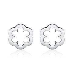 Damen Ohrstecker Blumen aus 14K Weißgold