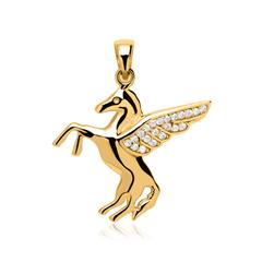 Anhänger geflügeltes Pferd aus 333er Gold mit Zirkonia