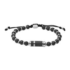 Herren Armband Mens Dress aus Lavastein und Edelstahl