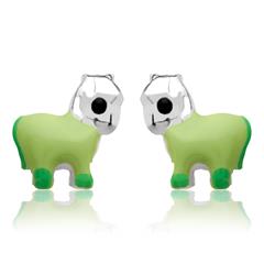 Kinderohrstecker 925 Silber Pferd grün