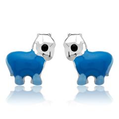 Kinderohrstecker 925 Silber Pferd blau