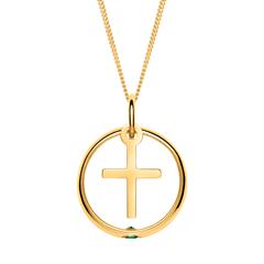 333er Gold Taufkette mit Kreuz Smaragd
