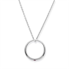 Polierte Silber Taufkette Rubin