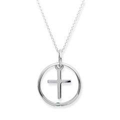 Taufkette 925 Silber Smaragd Kreuz
