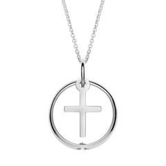 925 Silber Taufkette Zirkonia Kreuz