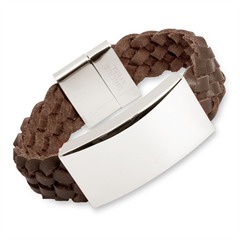 Braunes Leder Armband inkl Edelstahlgravurplatte