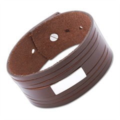 Leder Armband Gravurplatte verstellbar 14,5-19,5cm