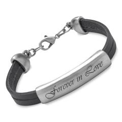 Schwarzes Armband Leder gravierbar
