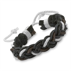 Armband Flechtdesign schwarz dunkelbraun weiß