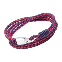 Pink blaues Lederarmband mit Hakenverschluss Gravur