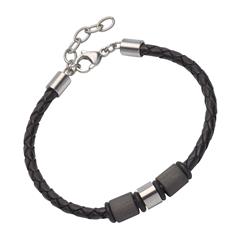 Armband aus schwarzem Leder mit Zierelementen