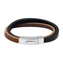 Gravierbares Armband braunes und schwarzes Leder