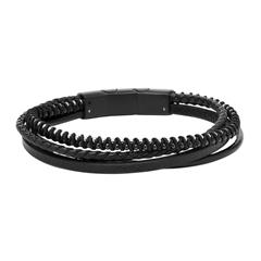 Gravierbares Armband aus schwarzem Kunstleder mehrreihig