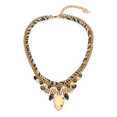 Damen Statement-Kette Stoffelemente Zebra