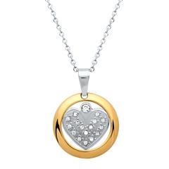 Moderner Herzanhänger mit Zirkonia inkl. Kette
