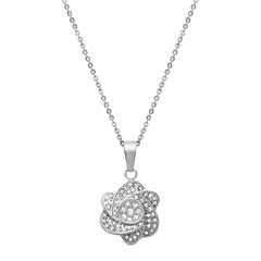 Edelstahlanhänger Blumenmuster Zirkonia inkl. Kette