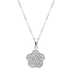 Edelstahlanhänger Blumenmuster mit Zirkonia inkl. Kette
