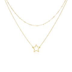 Zweireihige Kette Stern aus vergoldetem Edelstahl