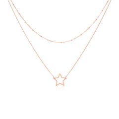 Layerkette Stern aus rosévergoldetem Edelstahl