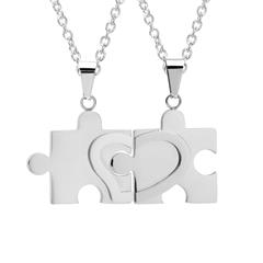 Edelstahl-Ketten mit Puzzleteil-Anhängern