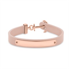 Gravur Armband Signum aus Leder und Edelstahl in Rosé