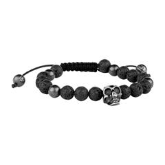 Herren Armband Amroth aus Lavastein Edelstahl schwarz
