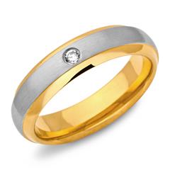 Edelstahl Ring vergoldet 5mm Zirkonia