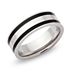 Modischer Ring Edelstahl poliert 7mm ionisiert