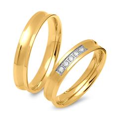 Eheringe Edelstahl gelbvergoldet 4mm breit