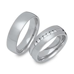 Mattierte Edelstahl Eheringe Steinbesatz 6mm