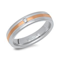 Ring Edelstahl teilvergoldet mit Zirkonia