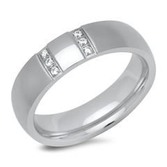 Ring Edelstahl mit Zirkonia 6 mm breit