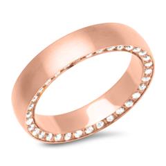 Edelstahl-Ring Zirkonia Roségold 4,9 mm breit