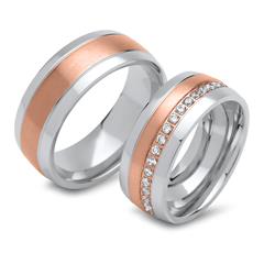 Trauringe Edelstahl teilvergoldet rosé