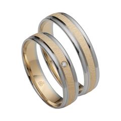 Eheringe aus Gelb- und Weißgold mit Diamant