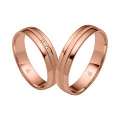 Trauringe aus Roségold mit 3 Brillanten