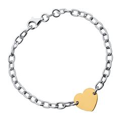 Gravur Herzarmband aus Sterlingsilber bicolor