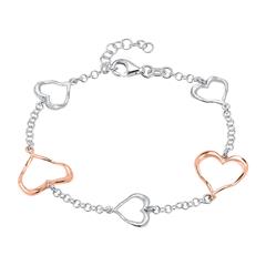 Sterlingsilber Armband Herzen rosévergoldet