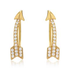 Goldene Ohrringe Pfeile Zirkonia 925er Silber