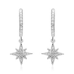 925er Sterlingsilber Klappcreolen Stern mit Zirkonia