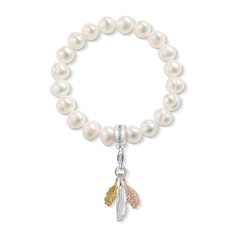 Charm Armband Federn Süßwasserperlen