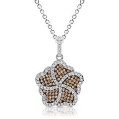 Silber Halskette mit Anhänger in Blütenform