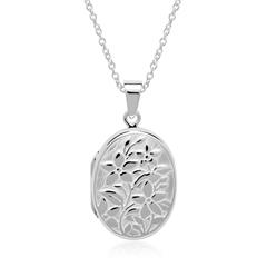 Kette Medaillon Blumen aus Sterlingsilber gravierbar