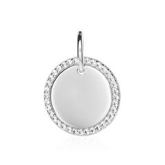 Gravur Anhänger für Damen aus 925er Silber mit Zirkonia