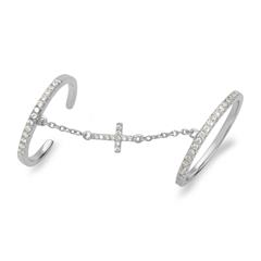 Silberner Knöchelring mit Kette Kreuz Silber