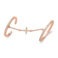 Knöchelring rosévergoldet mit Kette Kreuz Silber