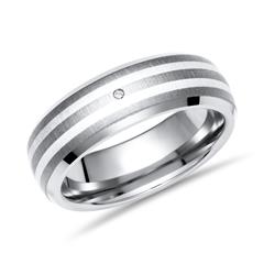 Moderner Ring Titan Einlage Silber & Brillant