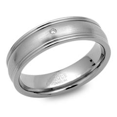 Moderner Ring Titan polierte Kanten & Diamant